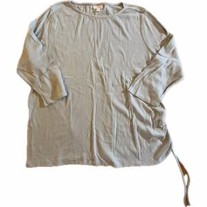 Pure Jill Womens XL‎ Sage Green Scoop Neck Long Sleeve Knit Top Ruched Side Tie